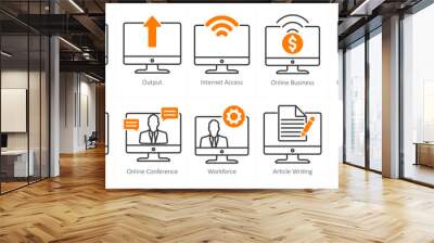 A set of 10 business and office icons as start up, output, internet access Wall mural