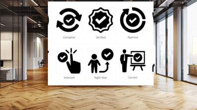 A set of 10 checkmark icons as check, complete, verified Wall mural