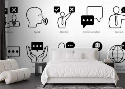 A set of 10 communication icons as debate, speak, opinion Wall mural