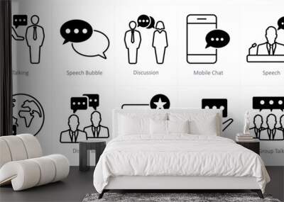 A set of 10 communication icons as talking, speech bubble, discussion Wall mural