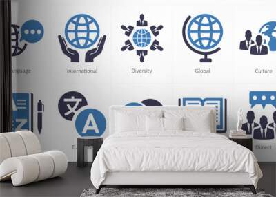 A set of 10 language icons as language, international, diversity Wall mural