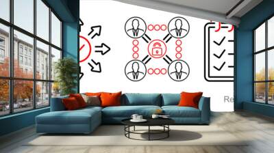 A set of 5 data analytics icons as data analysis, research, secure connection Wall mural