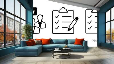 A set of 5 Meeting icons as admin, team, agenda Wall mural