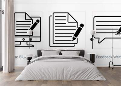 A set of 5 Seo icons as blog, online blog writing, content writing Wall mural