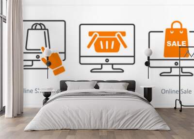 A set of 5 Shopping icons as online shopping, online sale, online offer Wall mural