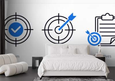 A set of 5 Success icons as success, aim, target Wall mural