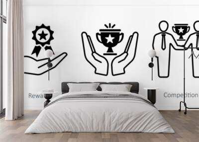 A set of 5 Success icons as task, reward, victory Wall mural