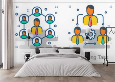 A set of 6 Business icons as idea management, project, connection Wall mural