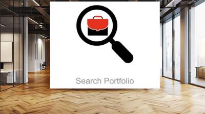 Search Portfolio and briefcase icon concept Wall mural