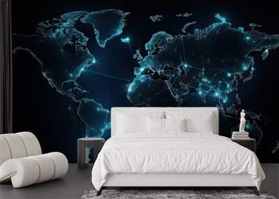 Abstract Global Connection: A World Map Datum for Cutting-Edge Business Designs: Generative AI Wall mural