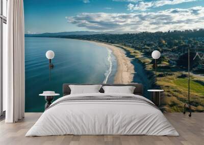 Aptos California. Seascape Vacation: Aerial View of Coastal City with Ocean and Sand Wall mural