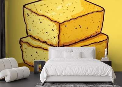 Cornbread Graphic. Bake Delicious Corn Snack with Cornmeal, Perfect for Food Design Wall mural