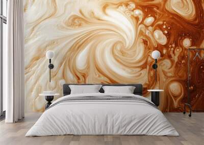 Creamy Swirls: Abstract Chocolate and Milk Wave Background Wall mural