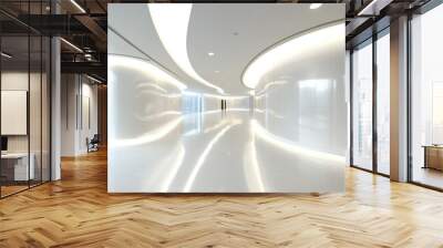 Modern Office Ceiling Lighting Design in White Interior Architecture Wall mural