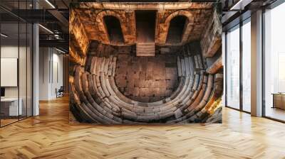 Theater Odeon: Top View of Ancient Amphitheatre at Acropolis, Athens, Greece Wall mural