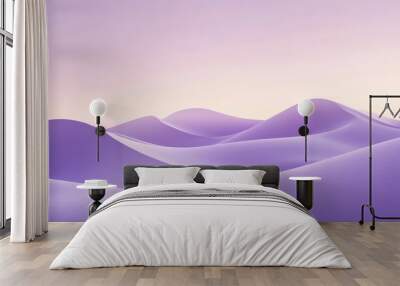 Tranquil Desert Landscape at Dusk. Minimalist Abstract Composition with Rolling Sand Dunes and Lilac Sky Gradient Wall mural