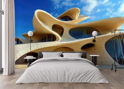 Unique Architecture. Futuristic Design of National Museum of Qatar (Desert Rose) in Doha, Middle East Wall mural