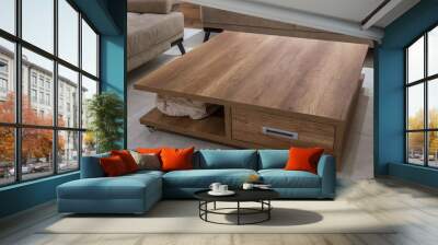 Closeup of coffee table in living room interior Wall mural