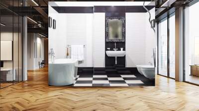 White and black bathroom Wall mural