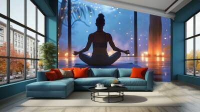 person meditating in yoga pose Wall mural