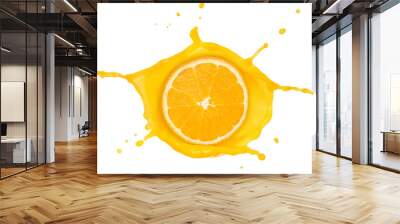 orange slice inside a juice splash isolated on white Wall mural