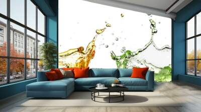 set of rainbow liquid splash isolated on white background Wall mural