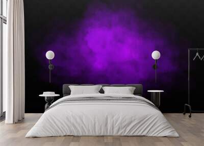 Purple Fog or smoke color isolated transparent special effect. White vector cloudiness, mist smog background. illustration Wall mural