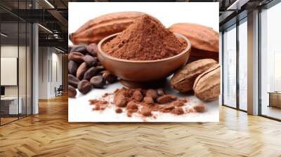 cocoa chocolate and powder isolated Wall mural