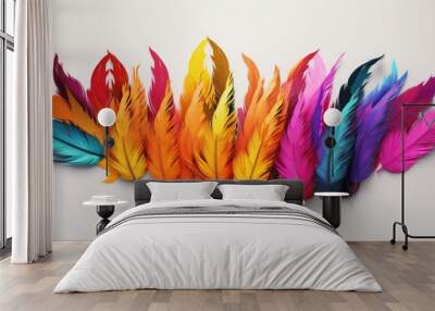 colorful feathers for carnival isolated created with Generative AI technology Wall mural