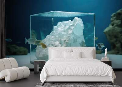 iceberg in fish tank created with Generative AI technology Wall mural