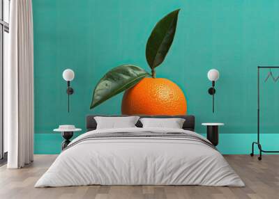 orange on a blue background Wall mural