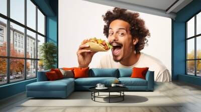 person eating taco isolated Wall mural