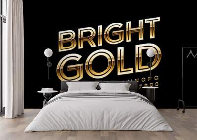 Vector Bright Gold ALphabet Letters and Numbers. Elegant Uppercase Font Wall mural