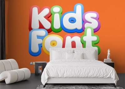 vector kids font. children alphabet letters, numbers and symbols Wall mural