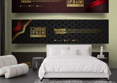 Set banner template design with luxury and elegant lines shape ornament effect on texture pattern background Wall mural