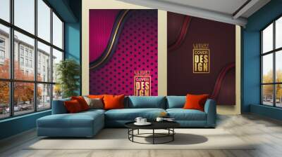 Set cover design template with Luxury and elegant flow lines overlap layers ornament and realistic texture on dark background Wall mural