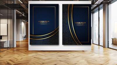 Vector two set of cover design template with luxury and elegant wave, circle and overlap layers background with glitters effect. Realistic textured on background Wall mural