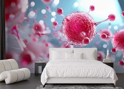 Red Virus Cells Microbiological Science Concept Wall mural