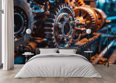 close-up of automobile engine or transmission steel gear box Wall mural