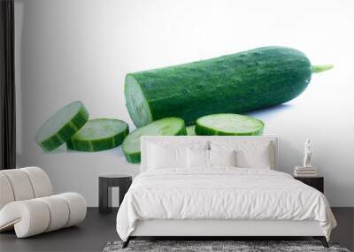 Cucumber  isolated on white background Wall mural