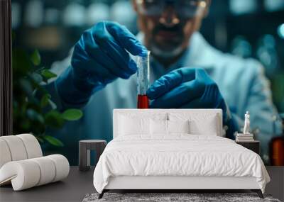 Laboratory and science medical experiments, blood test tube Wall mural