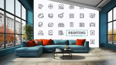 Symbols for typography. Vector outline icons for printing industry. Wall mural