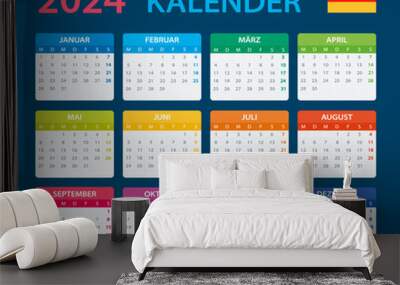 2024 Calendar - vector template graphic illustration - German version Wall mural