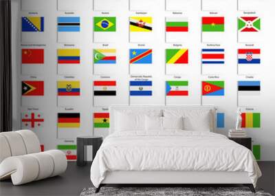 All World Vector Flag Pins - Collection Wall mural