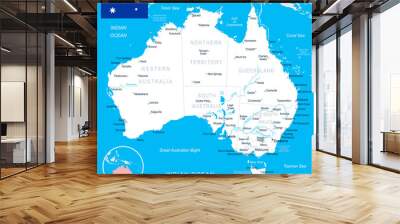 Australia - map and flag – illustration Wall mural