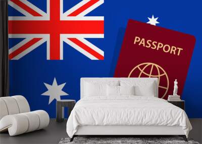 Australia Passport. Australia Flag Background. Vector illustration Wall mural