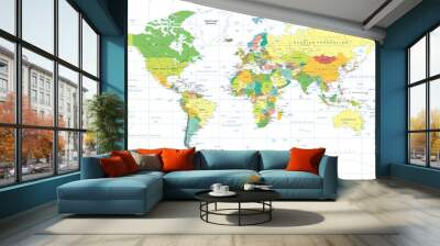 Political Colored World Map Vector Wall mural