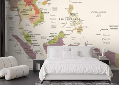 Southeast Asia Map - Vintage Vector Illustration Wall mural