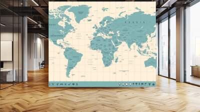 World Map Vector Vintage. Detailed illustration of worldmap Wall mural