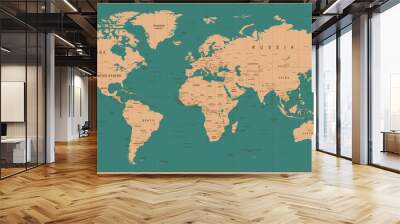 World Map Vector Vintage. Detailed illustration of worldmap Wall mural